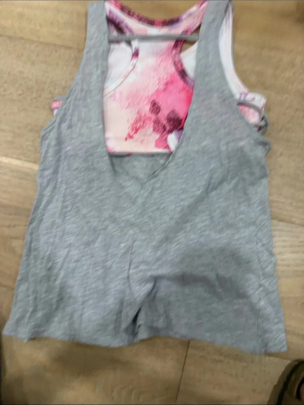 Justice White Racerback Tank with Pink and Purple Trim